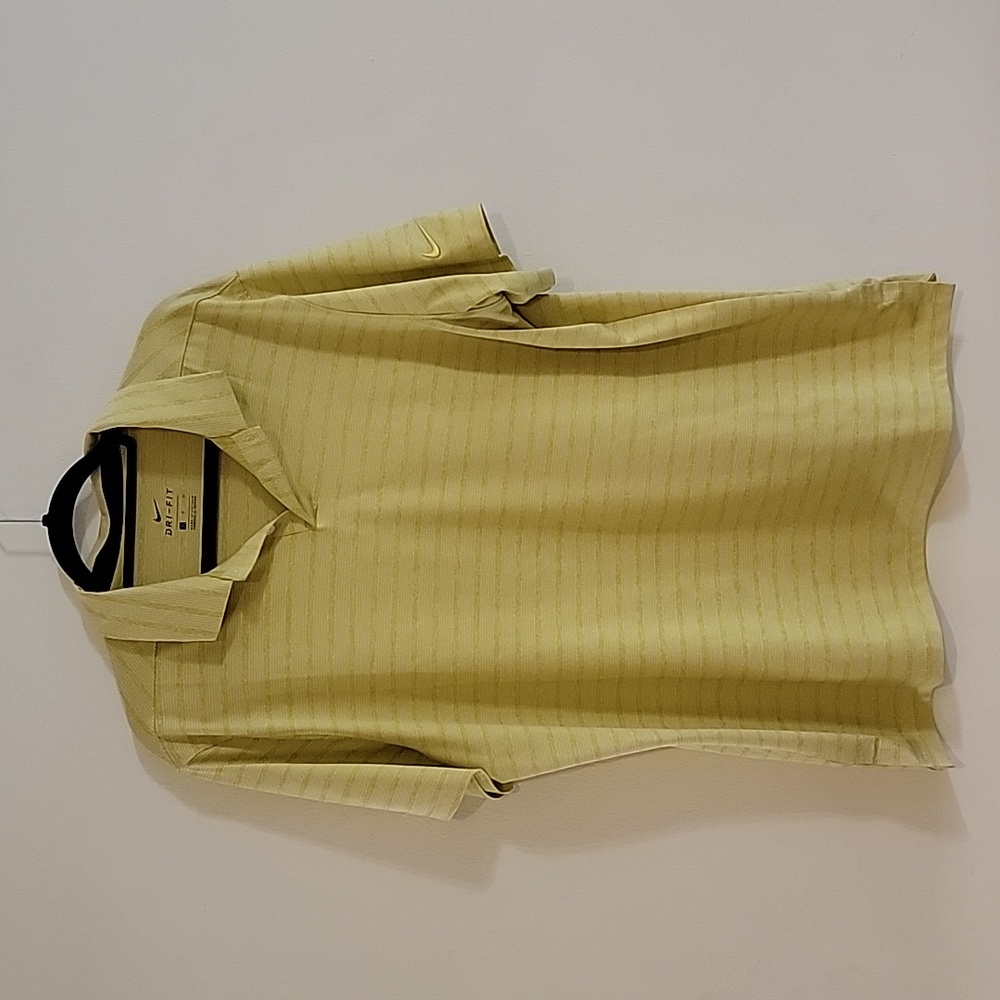 Mens Nike Drifit dri-fit size large yellow green polo shirt Stripe